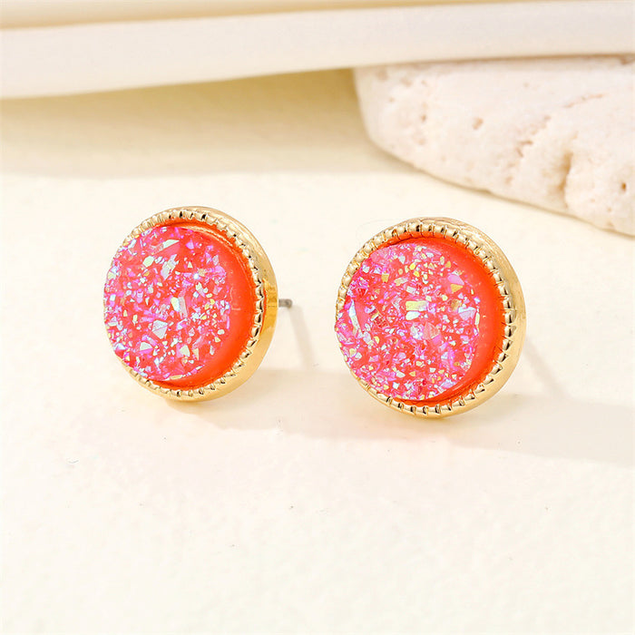 Jewelry WholesaleWholesale Round Resin Glitter Metal Earrings MOQ≥6 JDC-ES-Juej001 Earrings 觉际 %variant_option1% %variant_option2% %variant_option3%  Factory Price JoyasDeChina Joyas De China