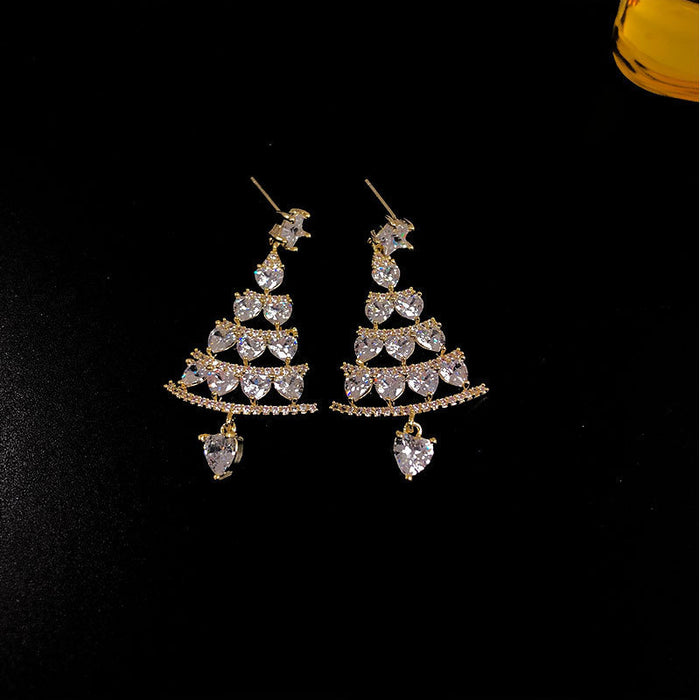 Wholesale Earrings Alloy Crystal Christmas Tree MOQ≥2 JDC-ES-QianZ002