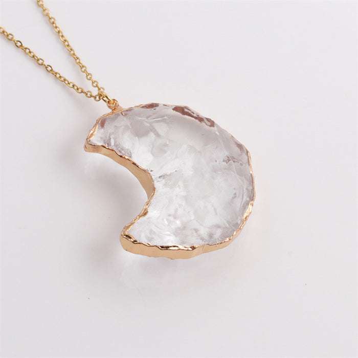 Wholesale irregular love moon twist chain semi precious stone pendant necklace JDC-NE-ML152