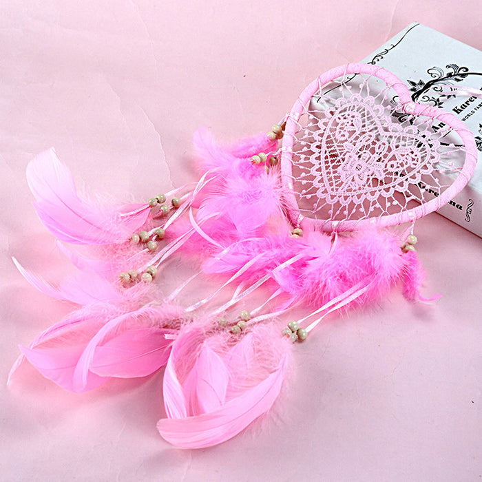 Wholesale Dream Catcher Feather Heart Shape Dream Catcher With LED Light JDC-DC-JY017