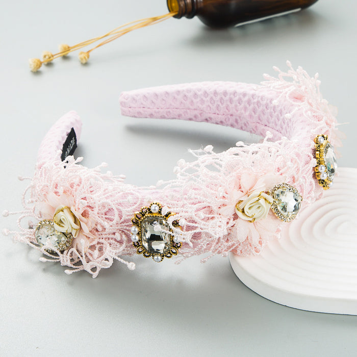 Wholesale headband fabric garland romantic crystal MOQ≥2 JDC-HD-Hemin031