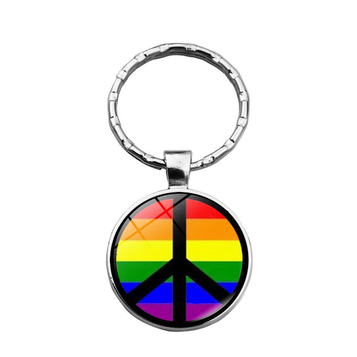 Wholesale LGBT Pride Day Alloy Glass Gemstone Keychain JDC-KC-XuS020