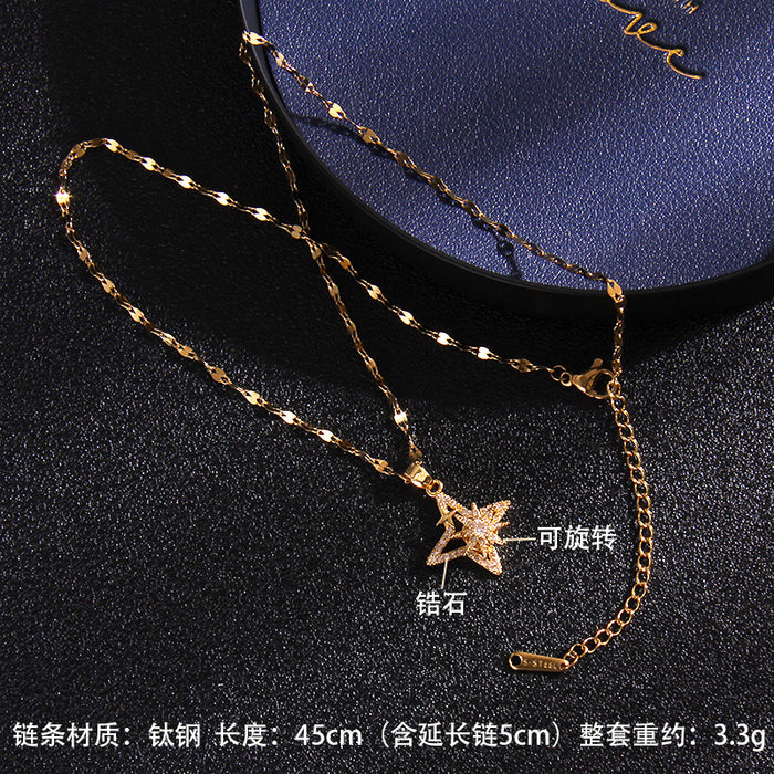 Jewelry WholesaleWholesale Rotary Pinwheel Copper Zircon Titanium Steel Necklace JDC-NE-RongS007 Necklaces 荣硕 %variant_option1% %variant_option2% %variant_option3%  Factory Price JoyasDeChina Joyas De China