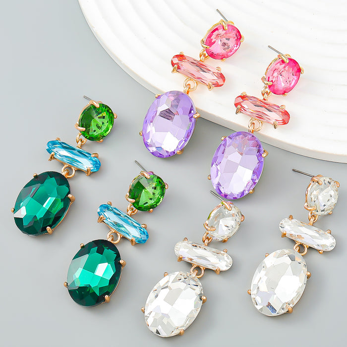 Wholesale Multilayer Geometric Earrings Alloy Glass Drill JDC-ES-JL1093