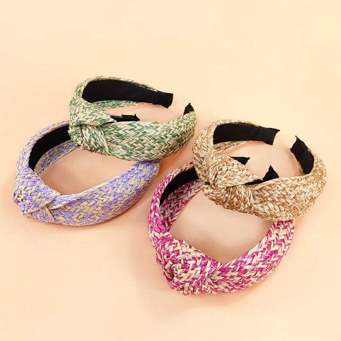 Wholesale raffia knotted headband boho JDC-HD-O117