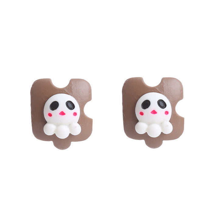 Wholesale Earrings Resin Cute Little Monster Puzzle JDC-ES-ChTeng010