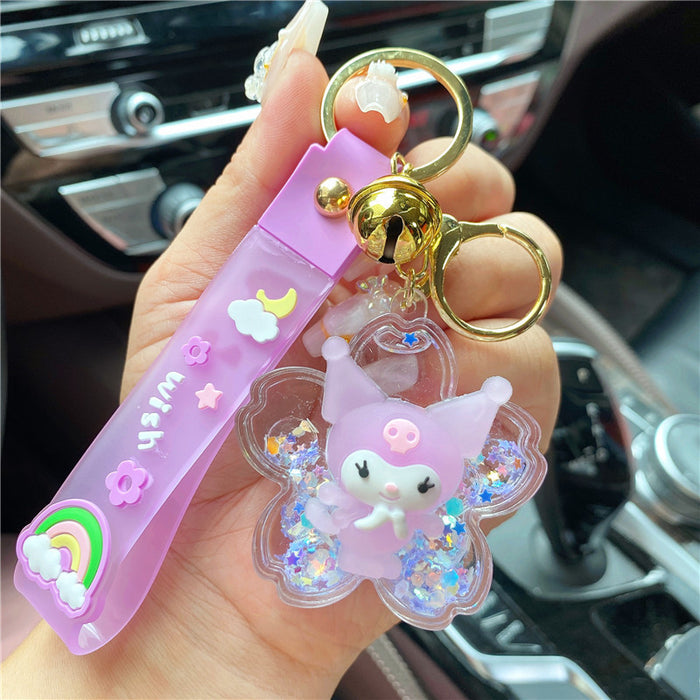 Wholesale Keychains PVC Acrylic Hardware Luminous Quicksand Bottle Cute Cartoon JDC-KC-TianC004