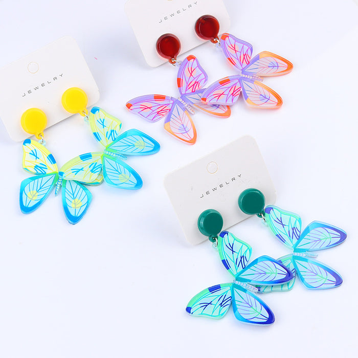 Wholesale Big Butterfly Simple Fashion Embossed Print Earrings MOQ≥2 JDC-ES-DUAI007