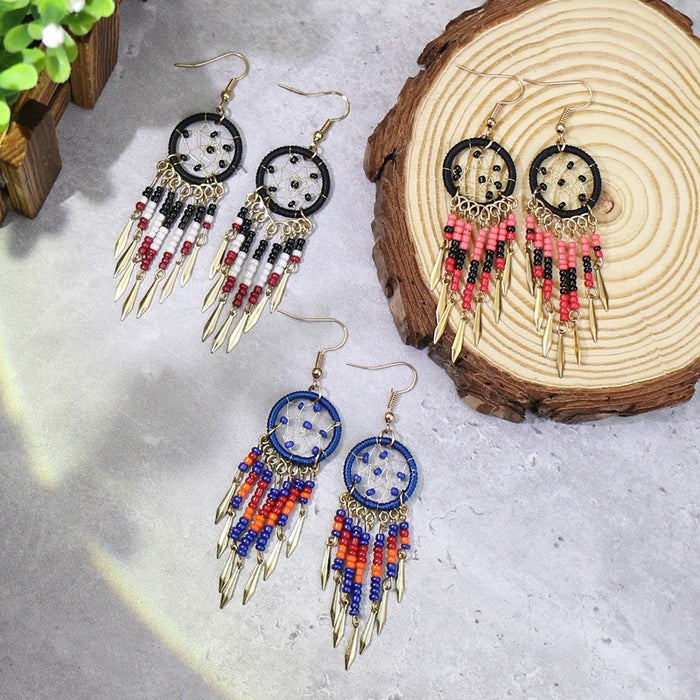 Wholesale Earrings Alloy Rice Beads Tassel JDC-ES-Yuhong012