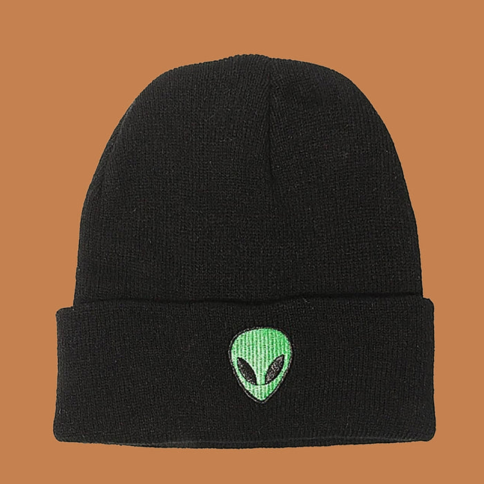 Wholesale Hat Acrylic Winter Outdoor Embroidery Alien Warm Knit Hat MOQ≥2 JDC-FH-TangQ005