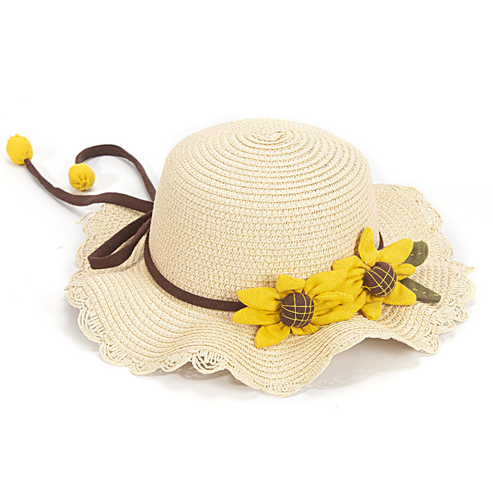 Wholesale Children Sunflower Papyrus Sun Protection Hat Straw Hat JDC-SH-ZYuan006