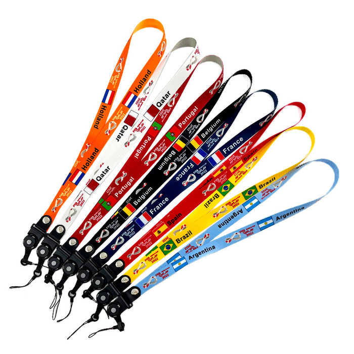 Wholesale Keychains Polyester Fabric Plastic Buckle 2022 Qatar World Cup Lanyard Keychain MOQ≥2 JDC-KC-KErM002