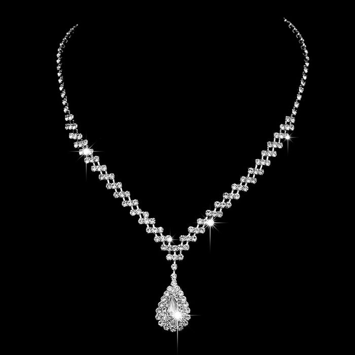 Jewelry WholesaleWholesale Bridal Wedding Exquisite Water Drop Crystal Necklace Earrings Set JDC-NE-Yaqian001 Necklaces 雅茜 %variant_option1% %variant_option2% %variant_option3%  Factory Price JoyasDeChina Joyas De China