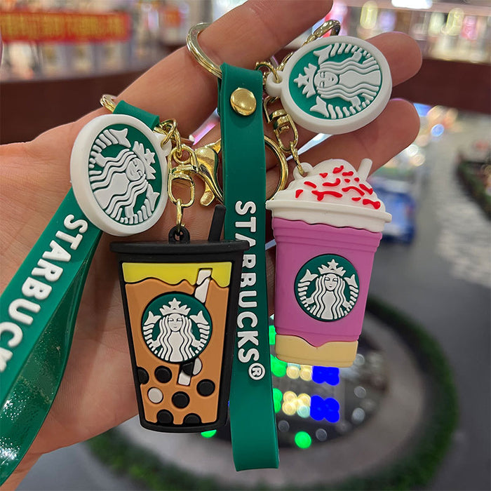 Wholesale Keychains PVC Hardware Milk Tea Coffee Cup Cute JDC-KC-MiaoY027