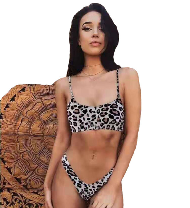 Wholesale Leopard Print Ladies Swimsuit Double Layer Fabric JDC-SW-Junt006