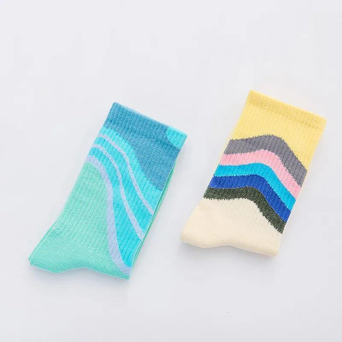 Wholesale Sock Polyester Cotton Color Gradient Thick Breathable Sweat-absorbing MOQ≥2 JDC-SK-LanXii003