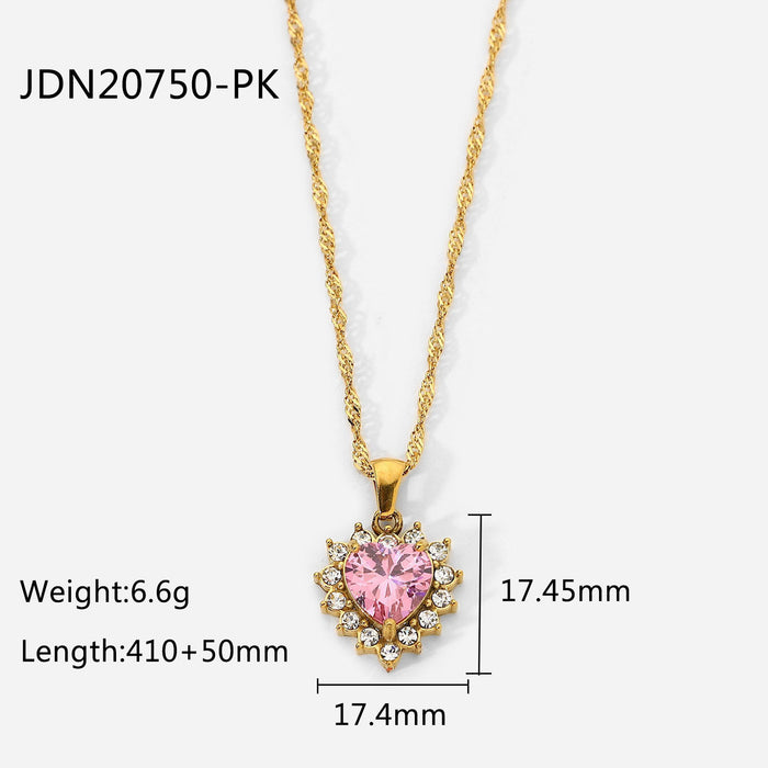 Jewelry WholesaleWholesale Zircon Heart Shape Stainless Steel Jewelry 18k Gold Chain Necklace JDC-NE-JD388 necklaces 杰鼎 %variant_option1% %variant_option2% %variant_option3%  Factory Price JoyasDeChina Joyas De China