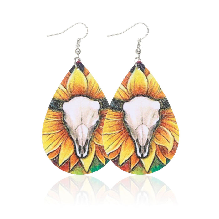 Wholesale wooden earrings multi color drop leather MOQ≥12 JDC-ES-dih004