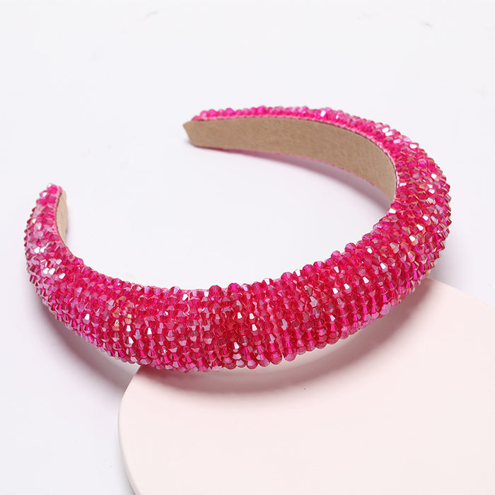 Wholesale pure hand string crystal wide-brimmed headband sponge JDC-HD-AIH002