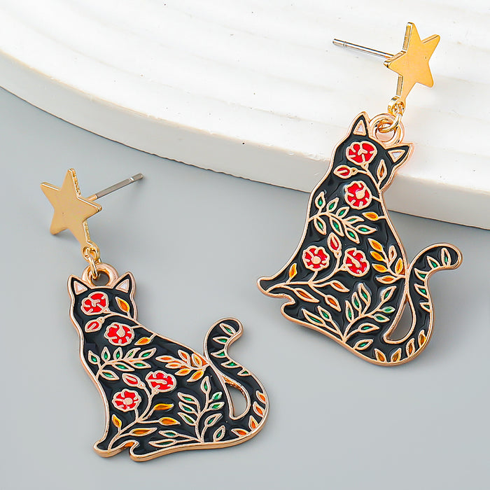 Wholesale Earrings Alloy Enamel Halloween Zombie Kitten Rabbit JDC-ES-JL1033