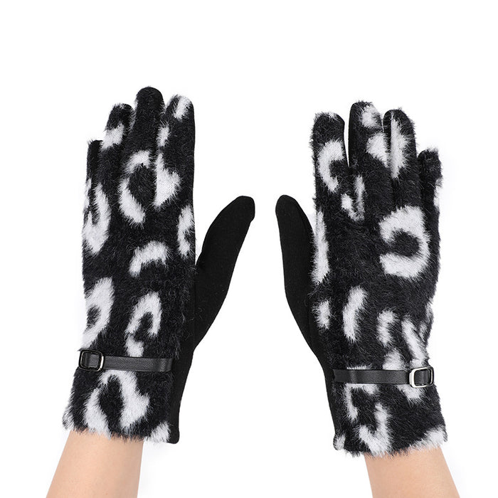 Wholesale Gloves Wool Elegant Cow Pattern Fleece JDC-GS-XTian005