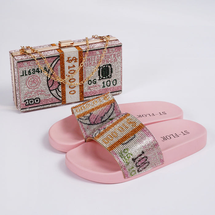 Wholesale Fashion Rhinestone Dollar Slipper JDC-SP-YinC001