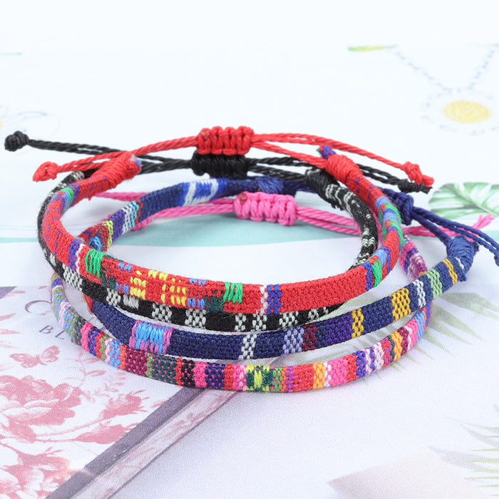 Jewelry WholesaleWholesale Nepalese wind wool linen woven fabric rainbow ankle bracelet JDC-AS-Yh001 Anklet 益烨 %variant_option1% %variant_option2% %variant_option3%  Factory Price JoyasDeChina Joyas De China