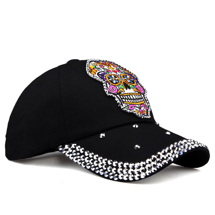 Wholesale Skull Embroidered Applique Diamond Baseball Cap MOQ≥2 JDC-FT-TMa003