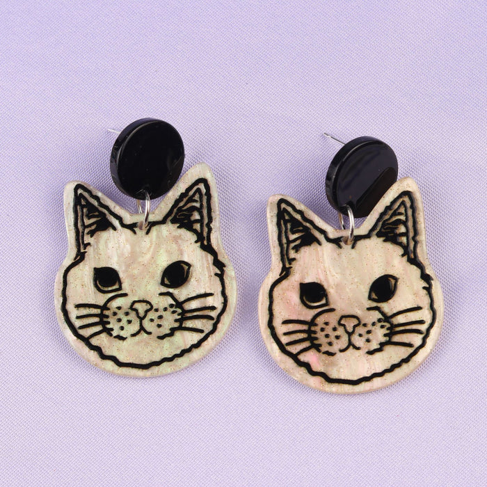 Wholesale Cartoon Cat Series Acrylic Personality Print Earrings MOQ≥2 JDC-ES-DUAI016