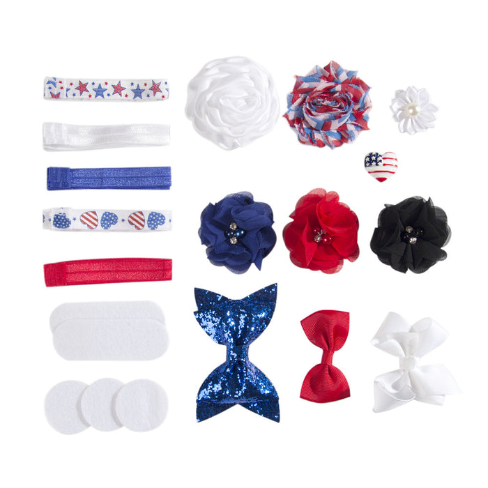 Wholesale 4th of July Kids DIY Head Ornament Accessories Independence Day Bow Headband JDC-HD-QiuN004