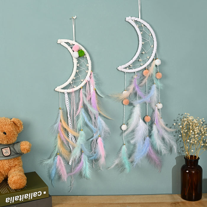 Wholesale cute furball moon Dreamcatcher Indian style MOQ≥2 JDC-DC-JunX012