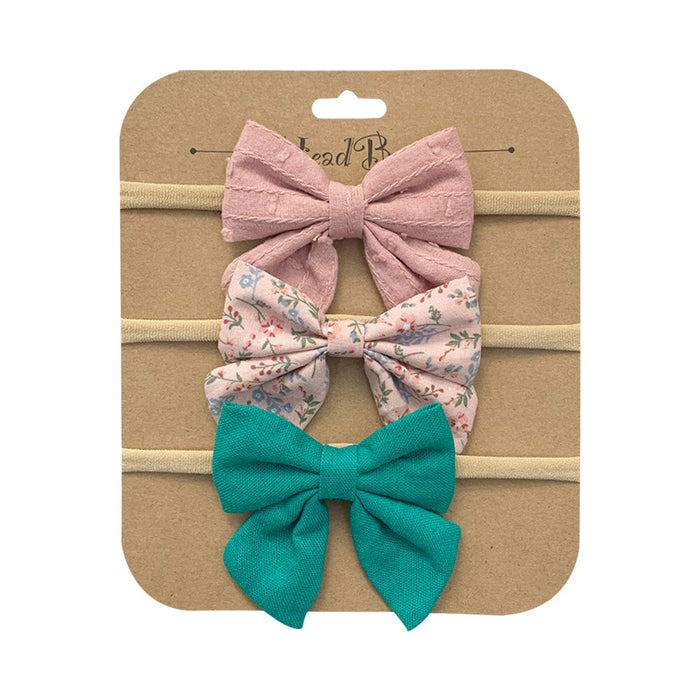 Wholesale Headband Cotton Linen Baby Soft Elastic Bow MOQ≥10 JDC-HD-AMSR004