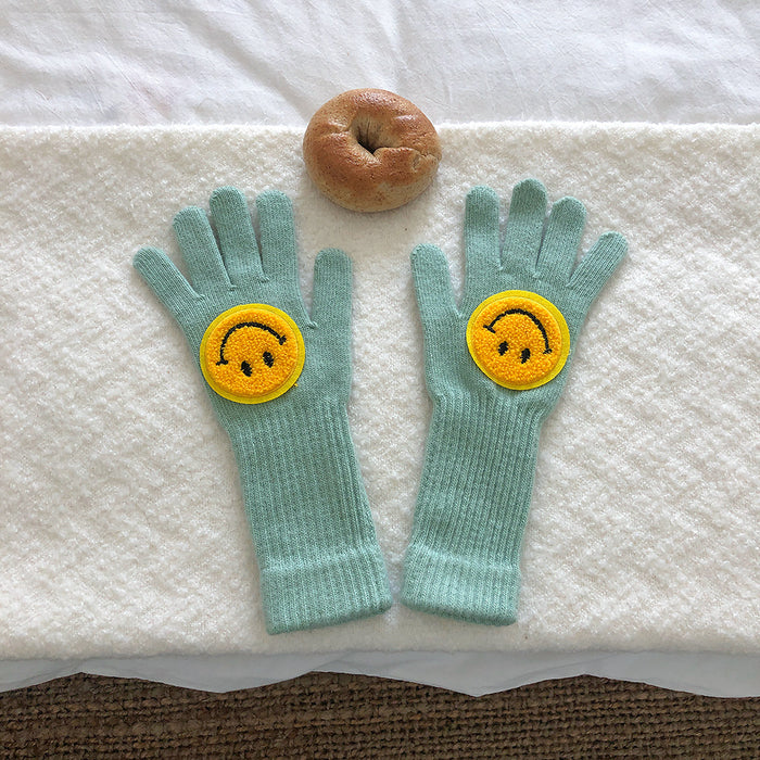 Wholesale Gloves Knitted Wool Warm Cute Smiley Touch Screen Gloves MOQ≥2 JDC-GS-MinZ003