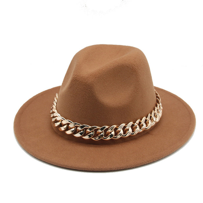 Jewelry WholesaleWholesale Gold Necklace Felt Hat Flat Brim Big Brim Jazz Wool Top Hat JDC-FH-Guanchuan001 Fashionhat 冠川 %variant_option1% %variant_option2% %variant_option3%  Factory Price JoyasDeChina Joyas De China