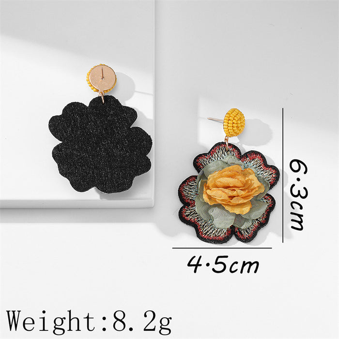 Wholesale Earrings Fabric Art Handmade Personalized Flowers JDC-ES-GuTe050