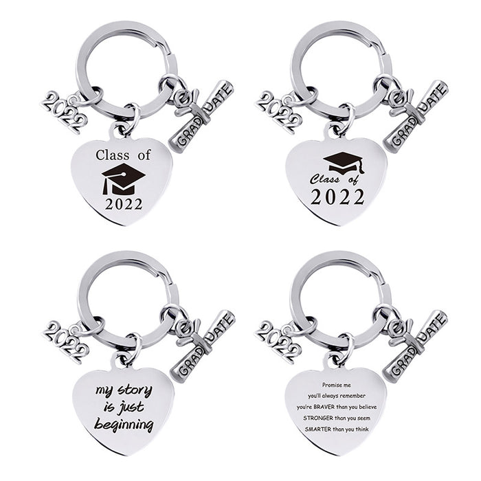 Jewelry WholesaleWholesale Stainless Steel Heart Shape Graduation Season Gift Metal Keychain JDC-KC-GangGu018 Keychains 钢古 %variant_option1% %variant_option2% %variant_option3%  Factory Price JoyasDeChina Joyas De China