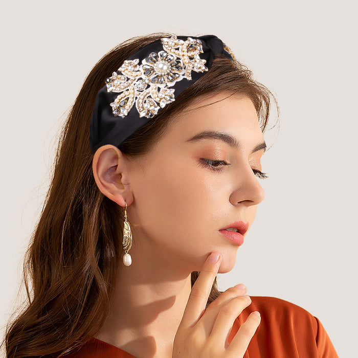 Wholesale art flower embroidery crystal headband JDC-HD-ZXI007