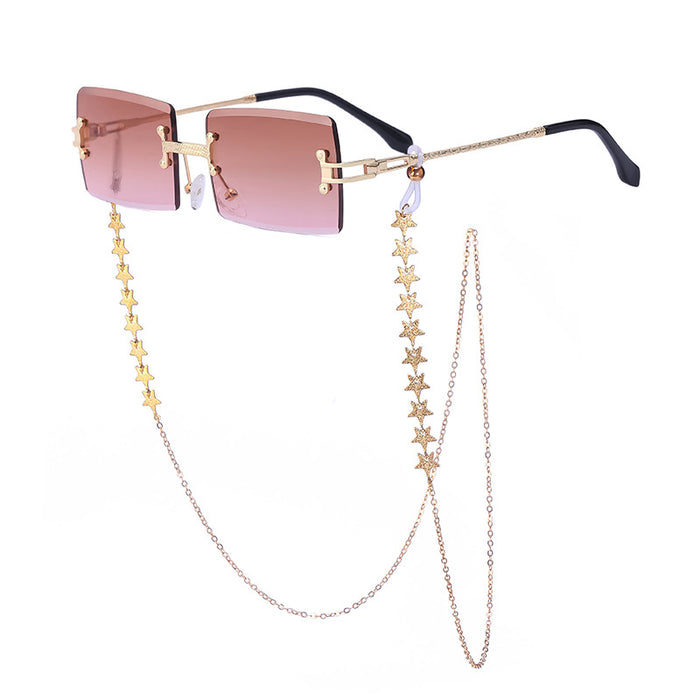 Wholesale PC Material Frameless Diamond Cut Chain Sunglasses for Women JDC-SG-PTJS011