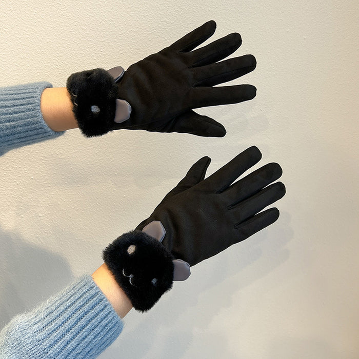 Wholesale Gloves Acrylic Autumn Winter Plus Velvet Cute Rabbit Touch Screen MOQ≥2 JDC-GS-JingZ005