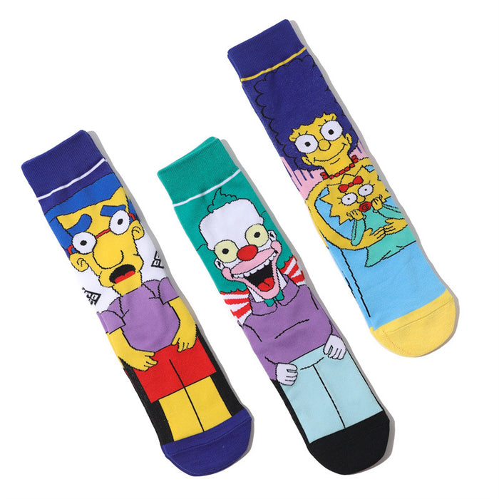 Wholesale socks fabric cartoon medium tube cute character (M) MOQ≥10 JDC-SK-HuiHe001