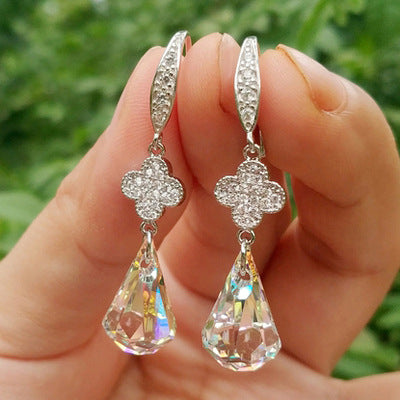 Wholesale Earrings Artificial Crystal Micro Setting Zircon Super Flashing Diamonds JDC-ES-FanMeng004