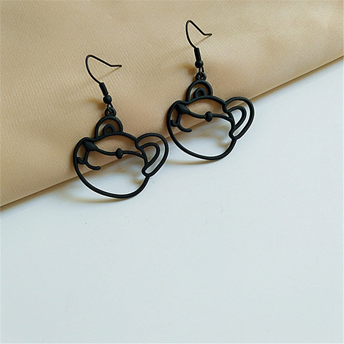 Wholesale Earrings Alloy Cute Creative Black Cartoon Bear JDC-ES-AiMei024