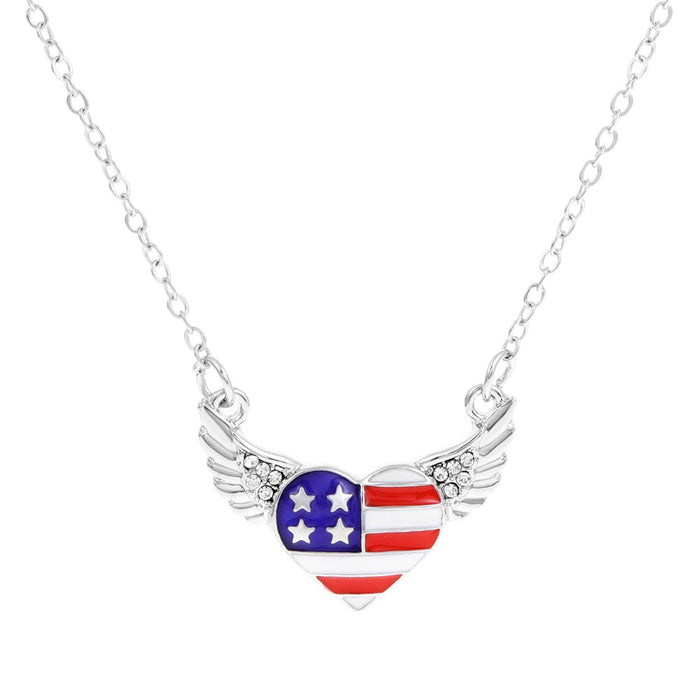 Wholesale 4th of July Independence Day Series Necklace Set Fashion Simple Diamond Wings JDC-NE-D044