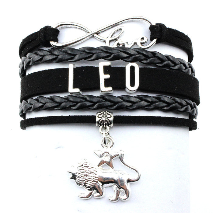 Wholesale Bracelet Alloy Zodiac Alphabet Hand Woven Bracelet MOQ≥2 JDC-BT-FengR002