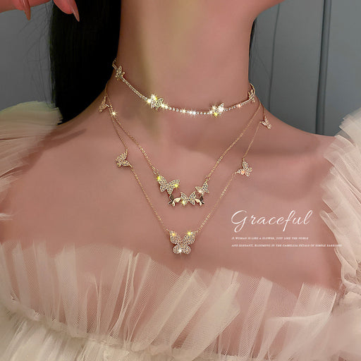 Jewelry WholesaleWholesale diamond-encrusted butterfly alloy necklace JDC-NE-BaoY008 Necklaces 宝钰 %variant_option1% %variant_option2% %variant_option3%  Factory Price JoyasDeChina Joyas De China