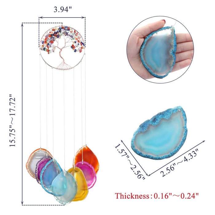 Wholesale Tree of Life Colored Agate Piece Wind Dreamcatcher Pendant JDC-DC-ALS001