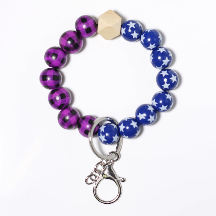 Wholesale Wooden Keychain Bead Bracelet Keyring MOQ≥2 JDC-KC-NXD002