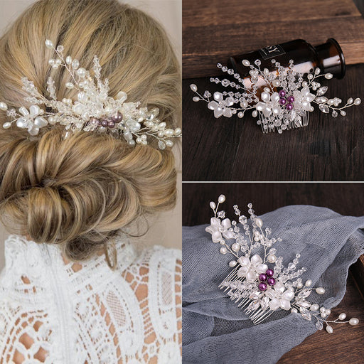 Jewelry WholesaleWholesale Pearl Braided Hair Comb Insert Comb Headdress Crystal Flowers JDC-HC-Nianc004 Hair Clips 念灿 %variant_option1% %variant_option2% %variant_option3%  Factory Price JoyasDeChina Joyas De China