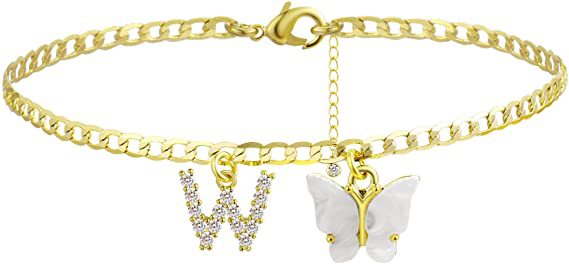 Wholesale Anklet Letter Butterfly 14K Gold Plated MOQ≥2 JDC-AS-JinM008