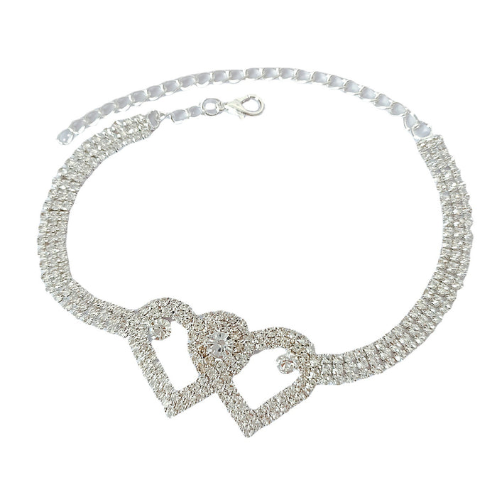 Wholesale Double Love Rhinestone Bracelet Anklet JDC-AS-XinZ001